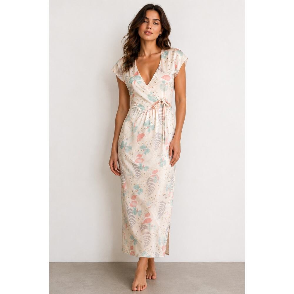 Vintage Pastel Floral Cottagecore Fairy Slip Lounge Dress S Soft Girl Y2K